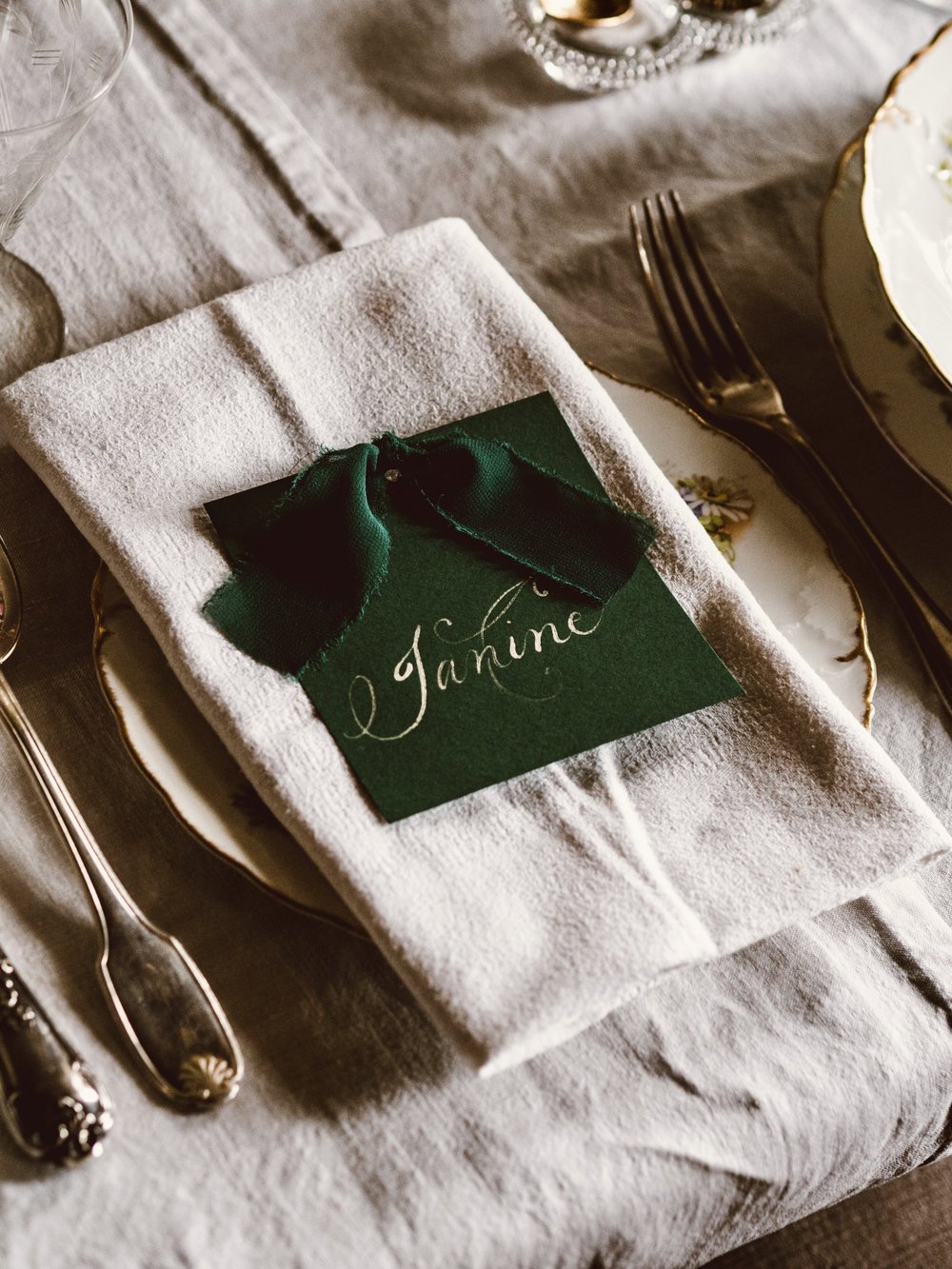 A place card, written by hand