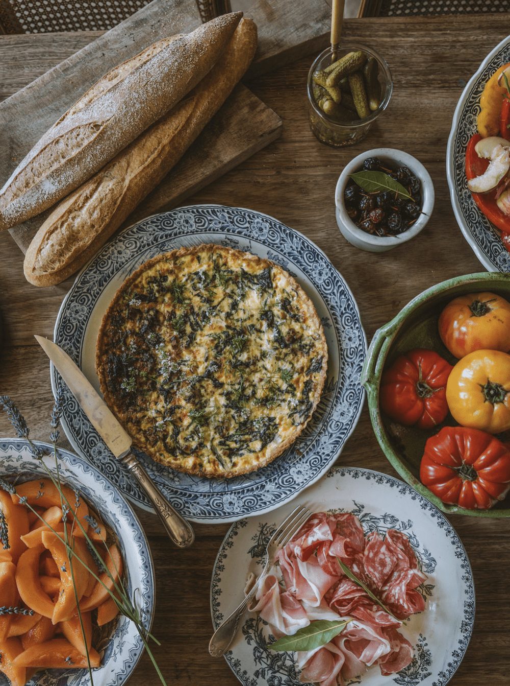 A tart and tomatoes from the market