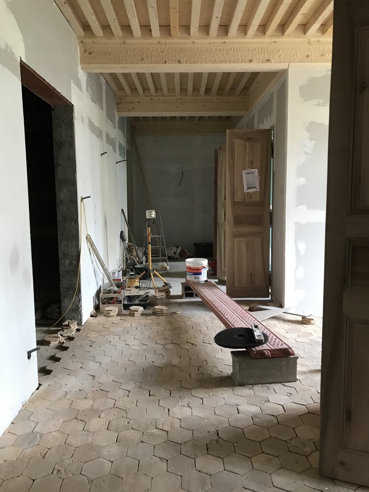 A bathroom during the work