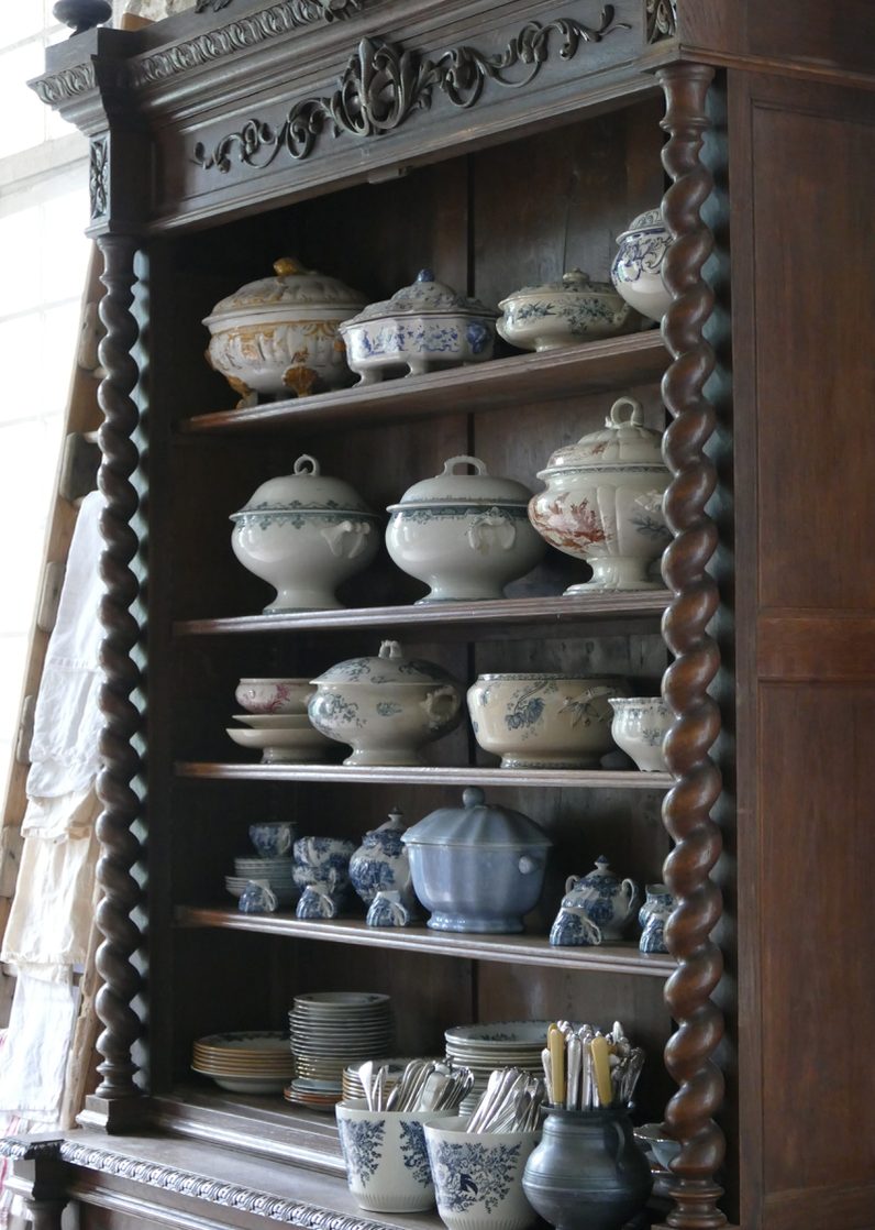 Old china on the kitchen shelves
