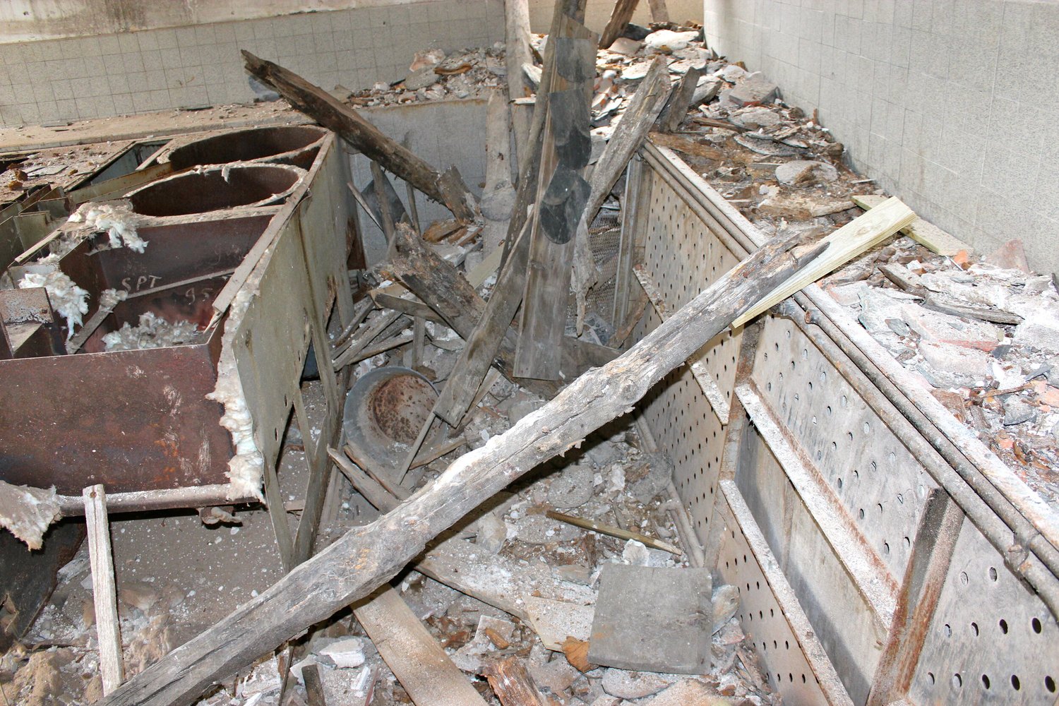 The kitchen floor, fallen through