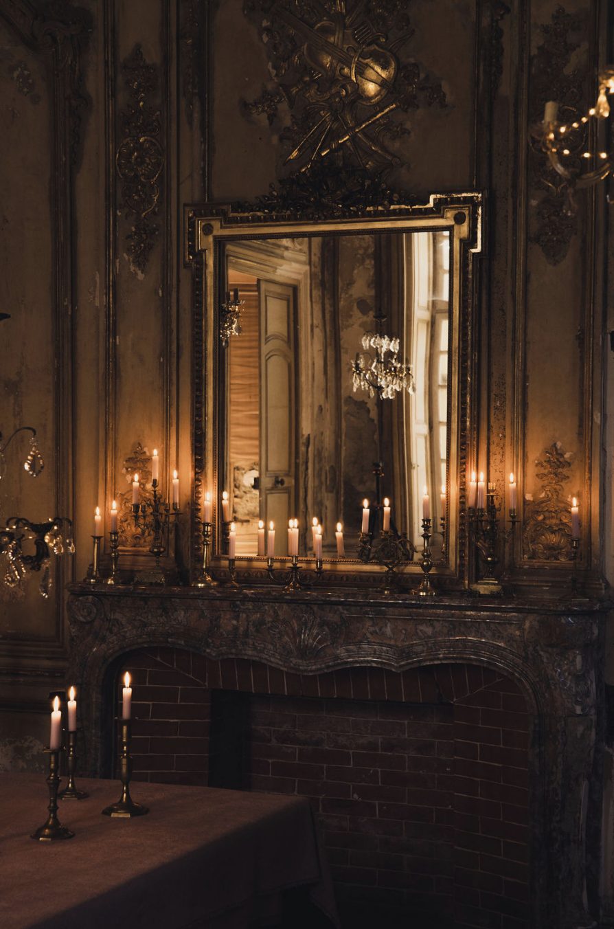 Candles along the mantel