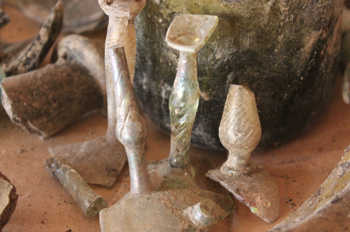 Old glass, found in pieces