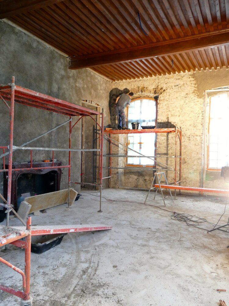 The dining room under scaffolding