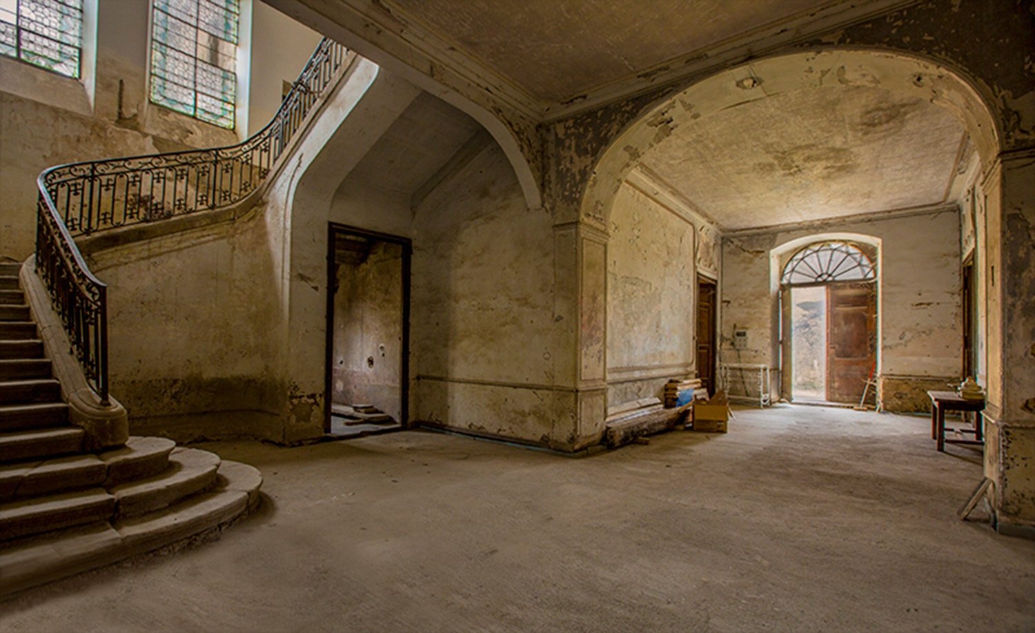 The grand vestibule now, the staircase and the arches