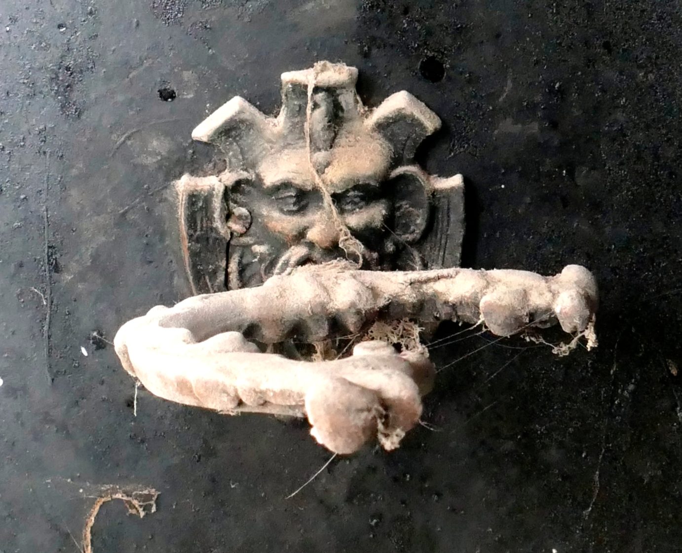 A carved mask, found in the château