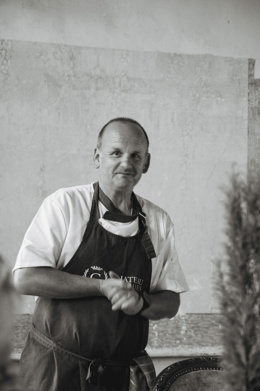 The chef, in black and white
