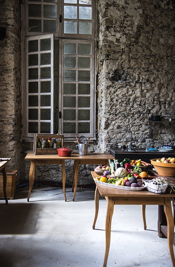 The kitchen, in the light from the window