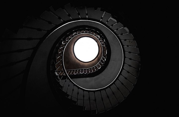Looking up the tower stair