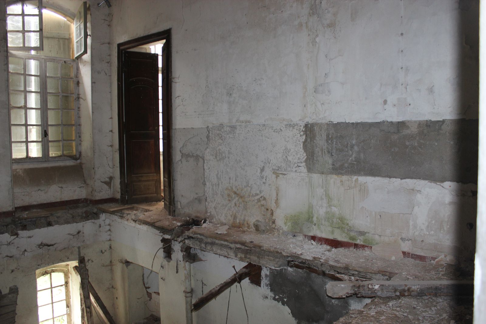 Looking down where a floor had been