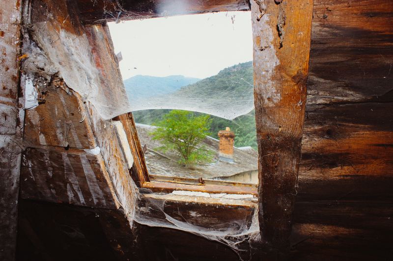 The mountains seen through the open roof