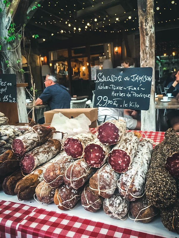 The charcuterie stall at the market