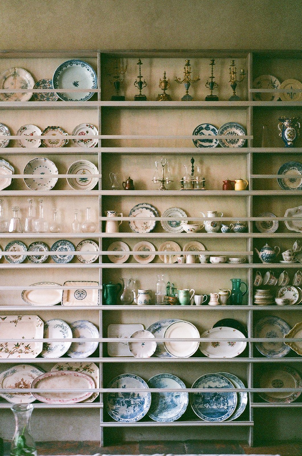 Shelves of old china