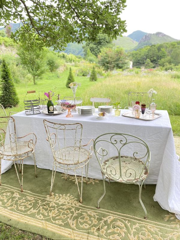 A table laid in the garden