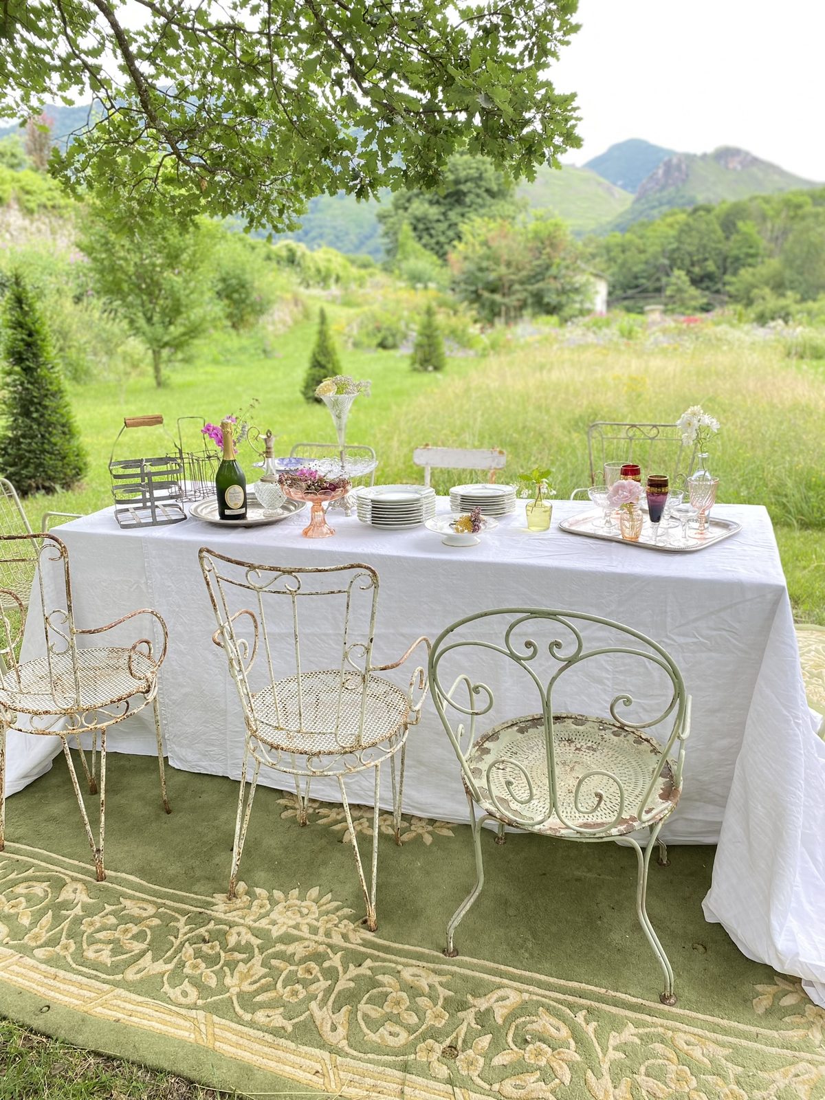 A table laid in the garden